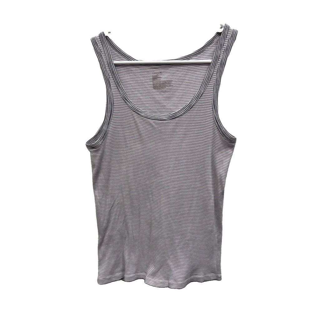 Gap Striped Tank Top Cotton Stretch Women M White Purple Camisole Y2K